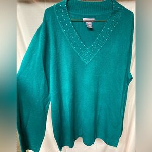 Laura Scott Turquoise V-Neck Sweater